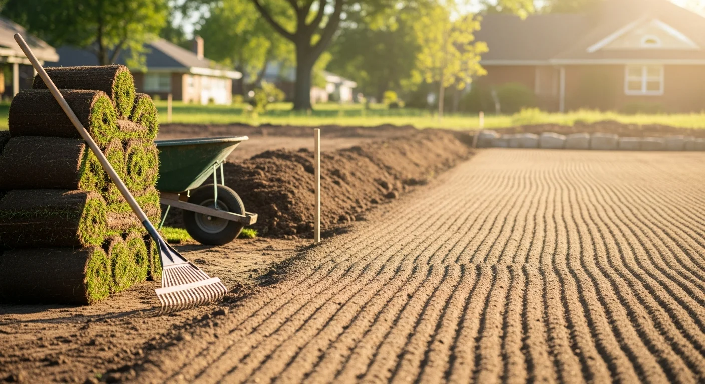 Professionally landscaped yard with hardscape features and clean property lines