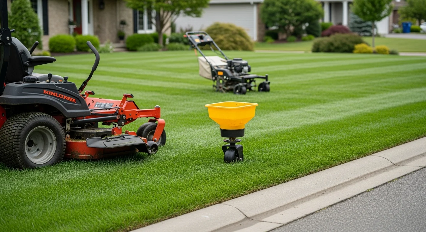 Well-maintained residential lawn with green grass and clean edges